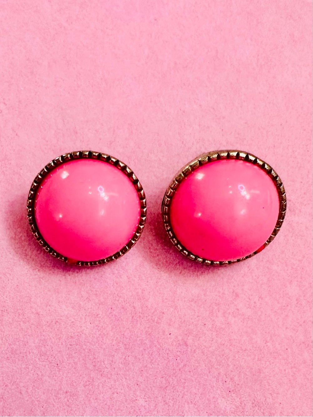Hot Pink Dome Stud Earrings